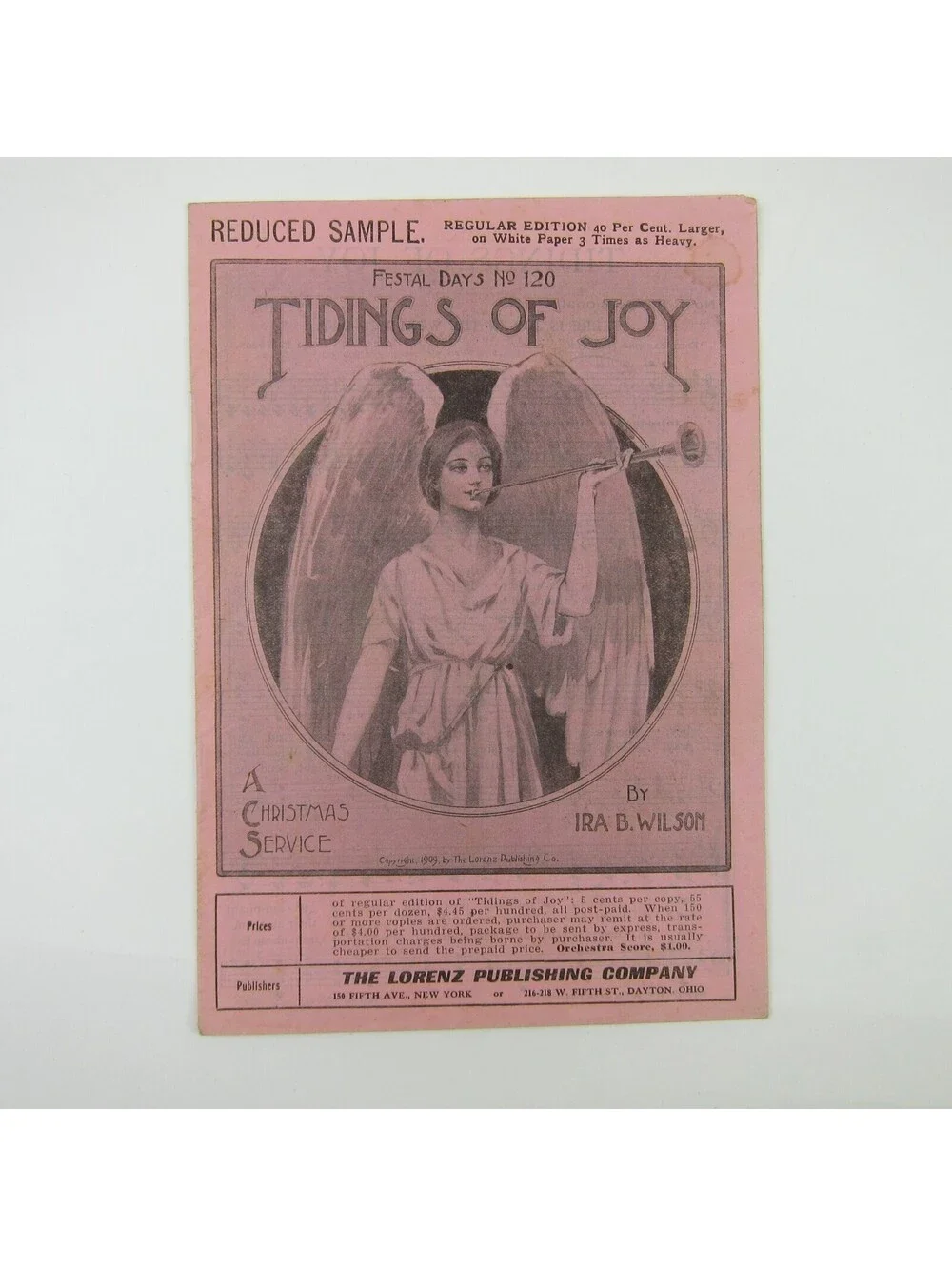 Sheet Music Christmas Service Sample Lorenz Publishing Co Dayton OH Antique 1909